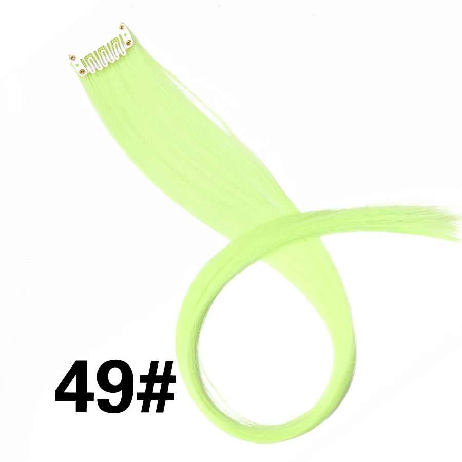Extensiones de Cabello Sintético con Clip Leeons – Largas Lisas Resistentes al Calor para Mujer