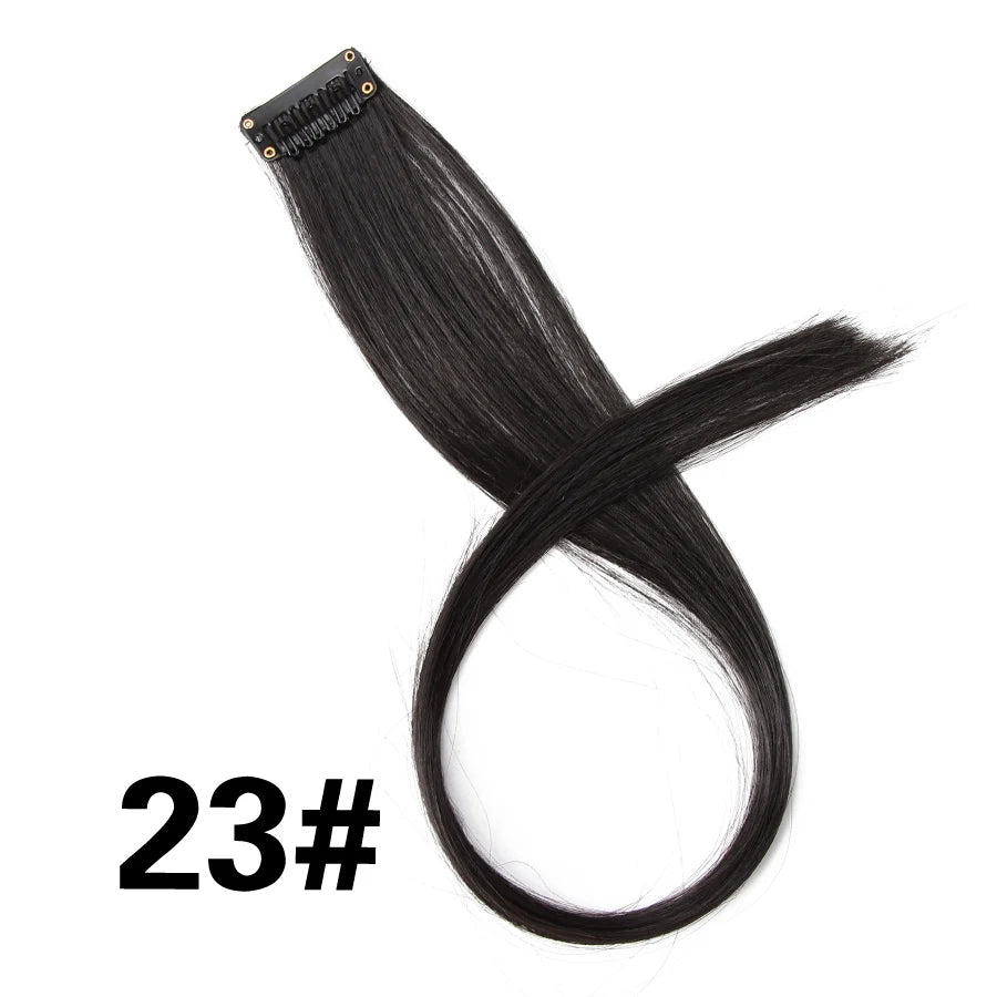 Extensiones de Cabello Sintético con Clip Leeons – Largas Lisas Resistentes al Calor para Mujer