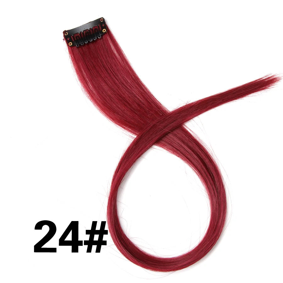Extensiones de Cabello Sintético con Clip Leeons – Largas Lisas Resistentes al Calor para Mujer