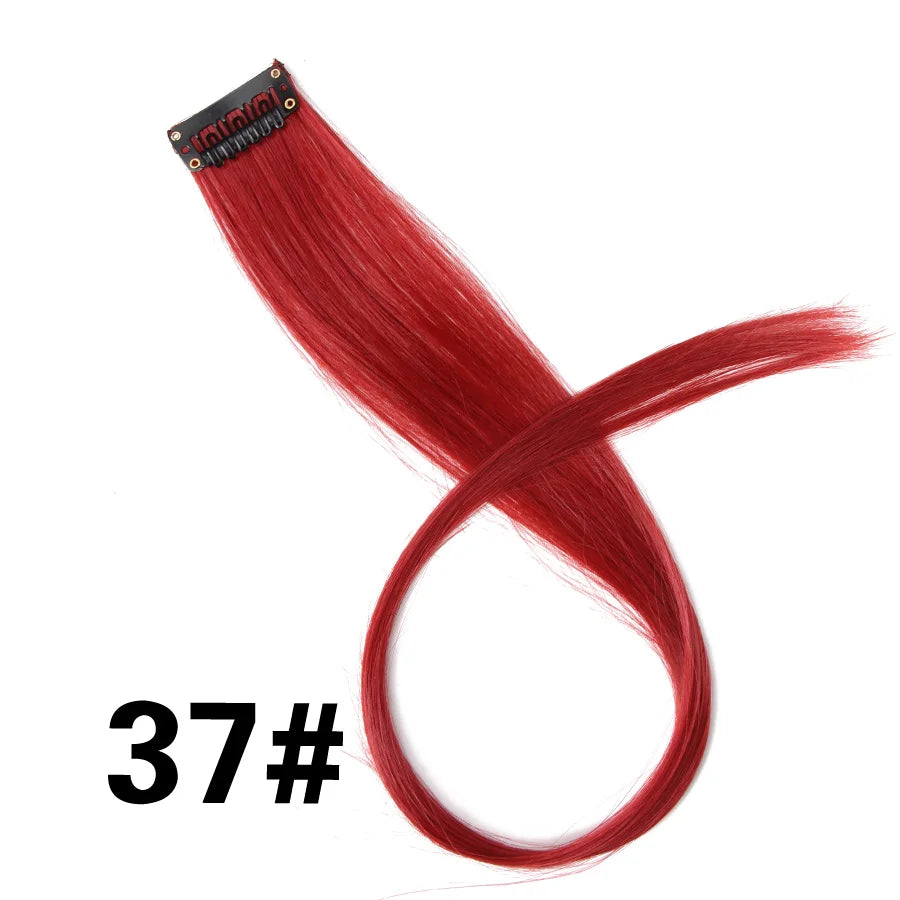 Extensiones de Cabello Sintético con Clip Leeons – Largas Lisas Resistentes al Calor para Mujer