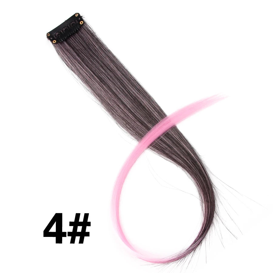 Extensiones de Cabello Sintético con Clip Leeons – Largas Lisas Resistentes al Calor para Mujer