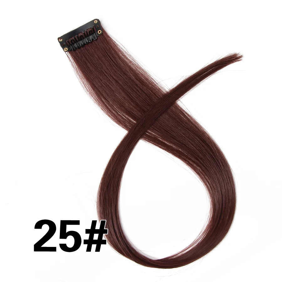 Extensiones de Cabello Sintético con Clip Leeons – Largas Lisas Resistentes al Calor para Mujer