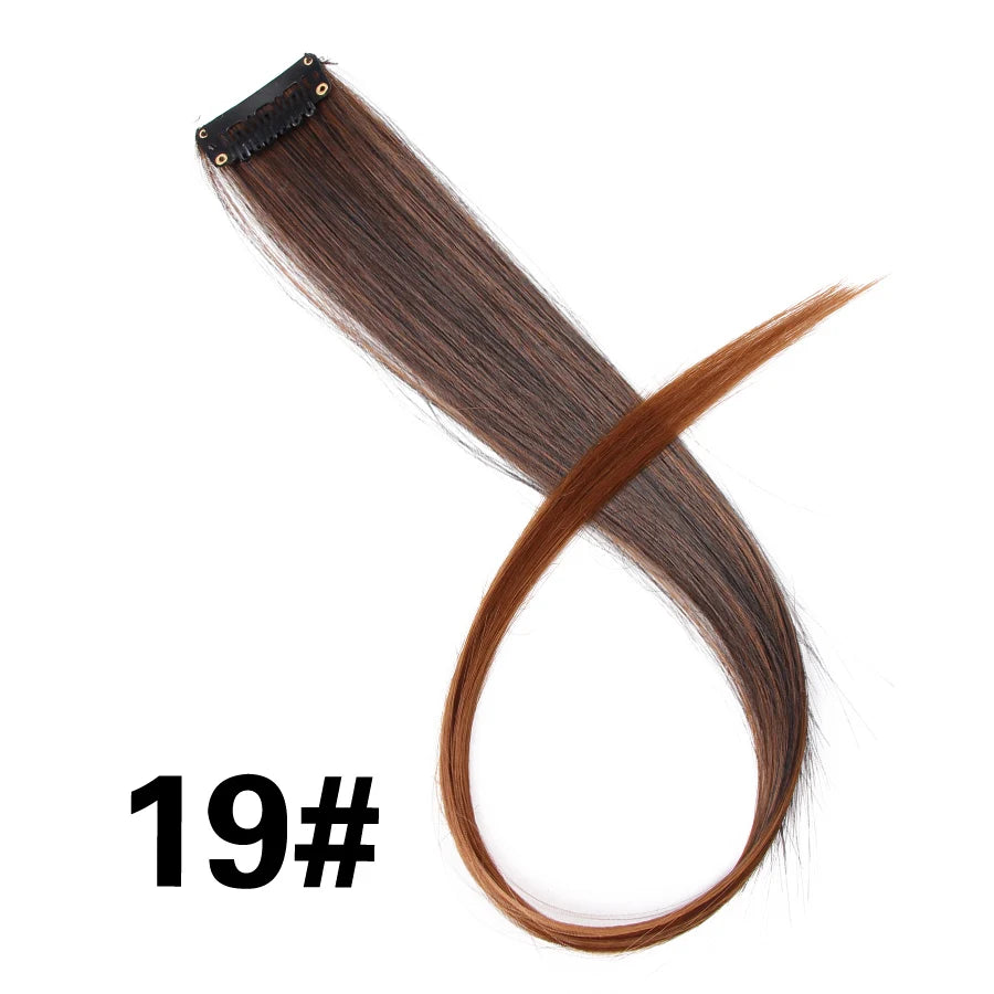 Extensiones de Cabello Sintético con Clip Leeons – Largas Lisas Resistentes al Calor para Mujer