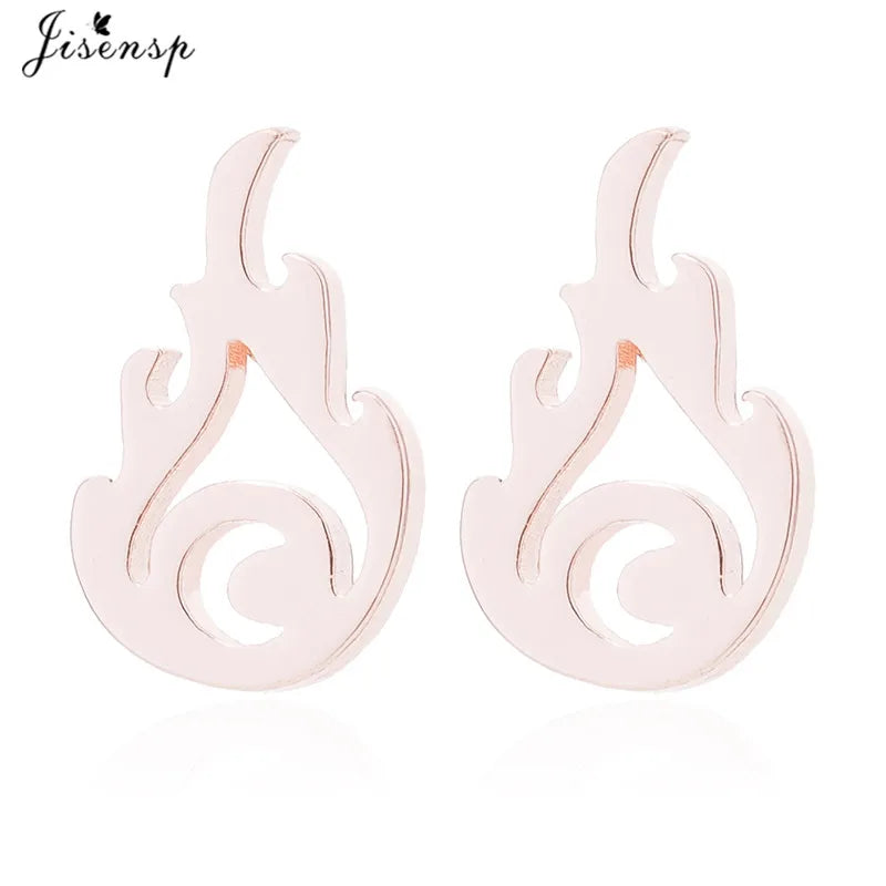 Aretes Tachón Llama de Fuego Hip Hop Punk para Mujer