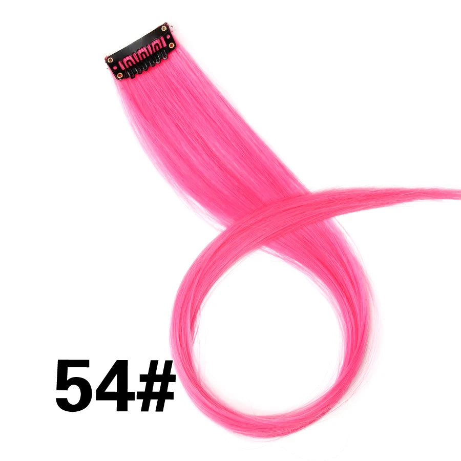 Extensiones de Cabello Sintético con Clip Leeons – Largas Lisas Resistentes al Calor para Mujer