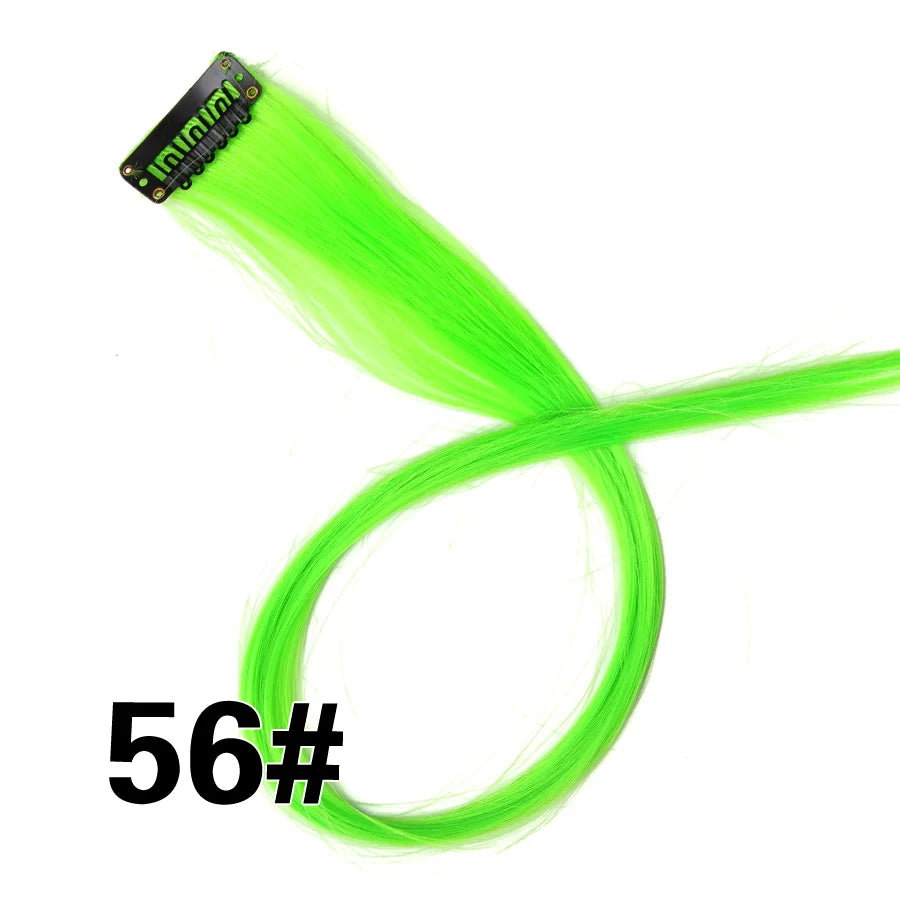 Extensiones de Cabello Sintético con Clip Leeons – Largas Lisas Resistentes al Calor para Mujer