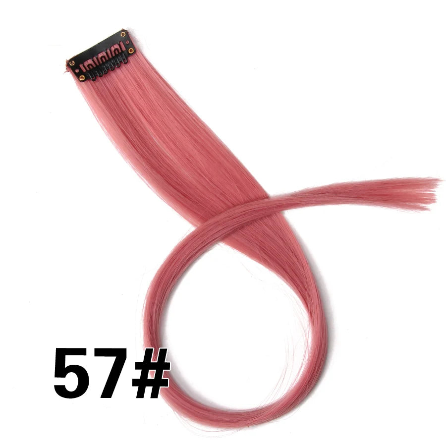 Extensiones de Cabello Sintético con Clip Leeons – Largas Lisas Resistentes al Calor para Mujer