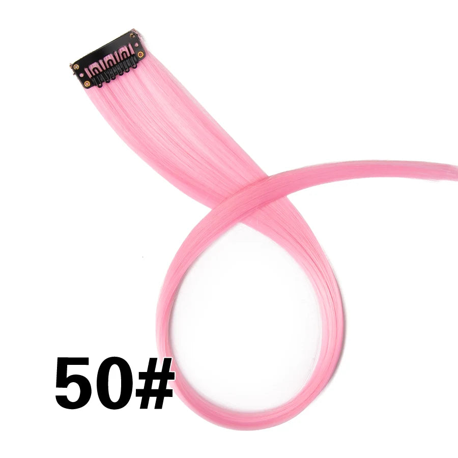 Extensiones de Cabello Sintético con Clip Leeons – Largas Lisas Resistentes al Calor para Mujer