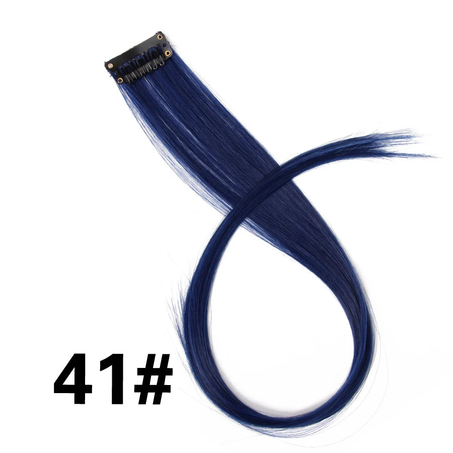 Extensiones de Cabello Sintético con Clip Leeons – Largas Lisas Resistentes al Calor para Mujer