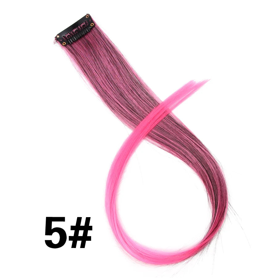 Extensiones de Cabello Sintético con Clip Leeons – Largas Lisas Resistentes al Calor para Mujer