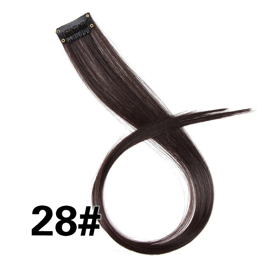 Extensiones de Cabello Sintético con Clip Leeons – Largas Lisas Resistentes al Calor para Mujer