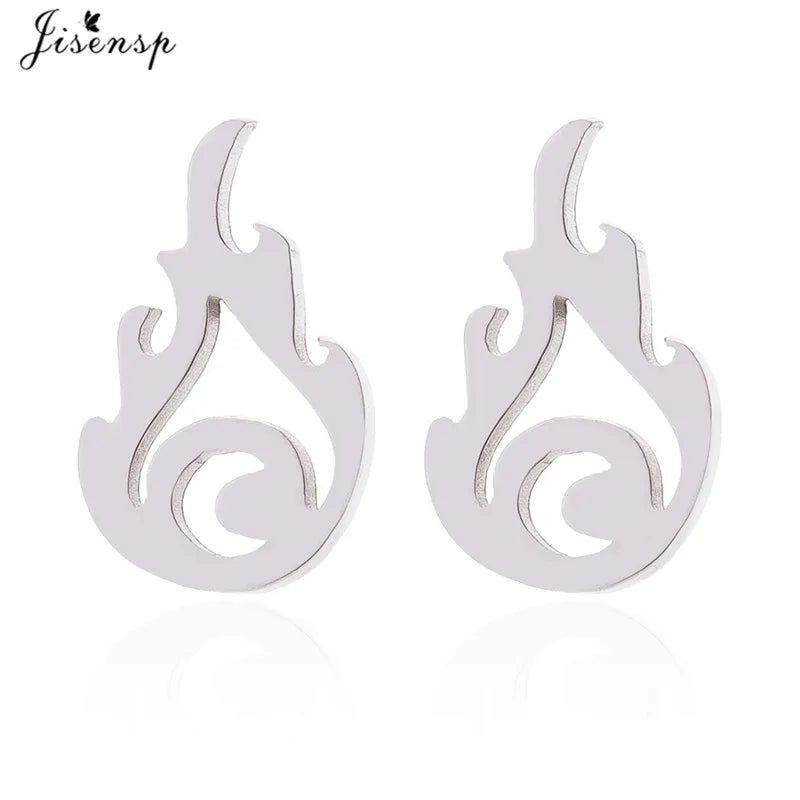 Aretes Tachón Llama de Fuego Hip Hop Punk para Mujer