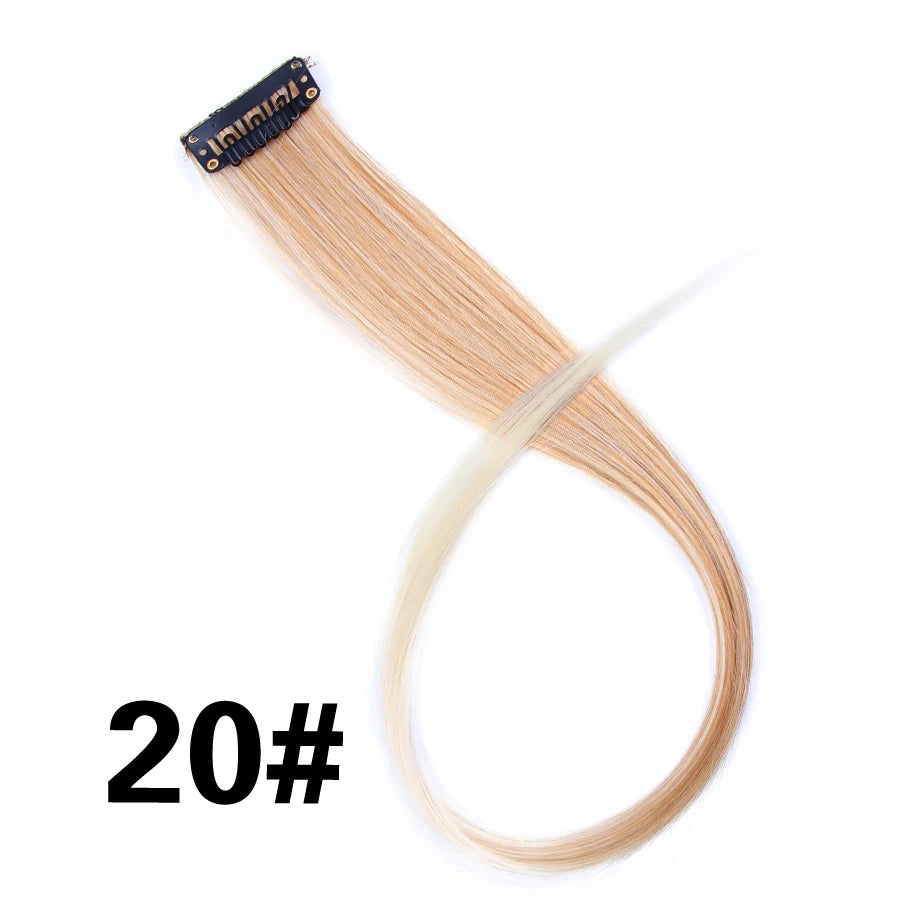 Extensiones de Cabello Sintético con Clip Leeons – Largas Lisas Resistentes al Calor para Mujer