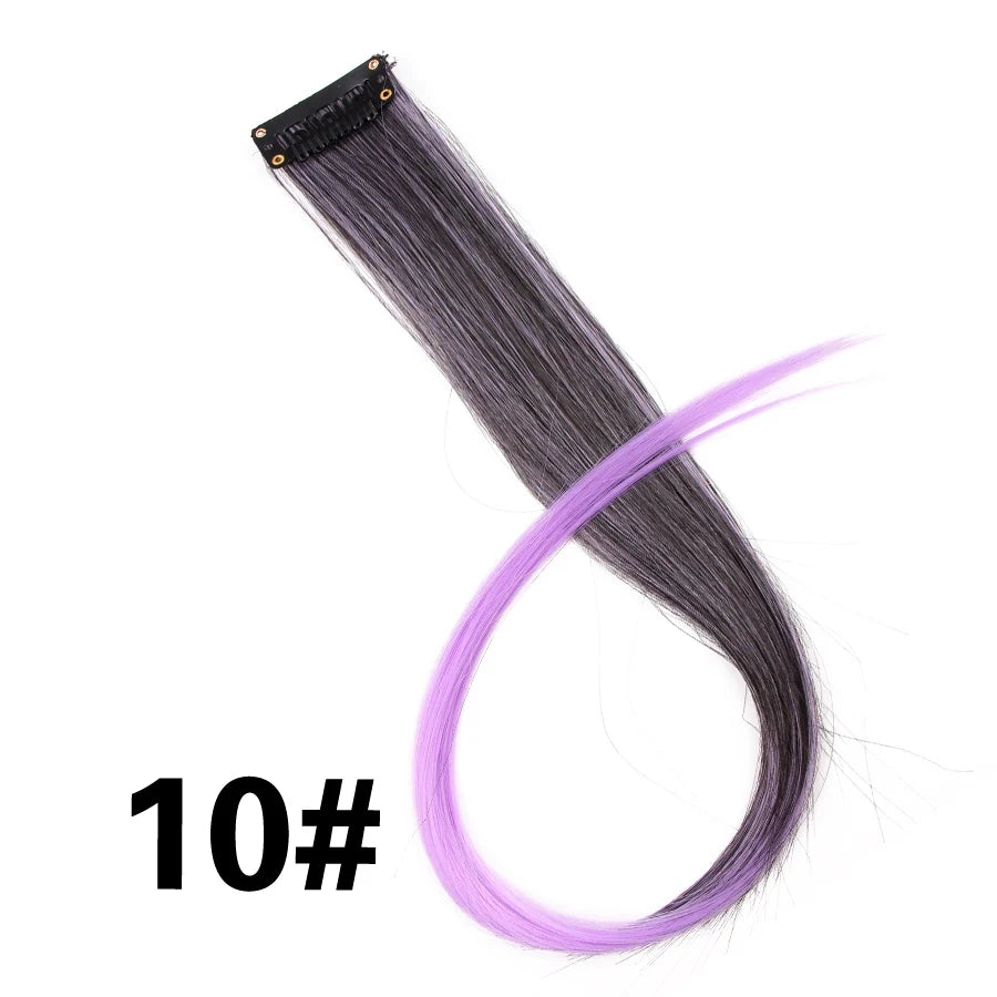 Extensiones de Cabello Sintético con Clip Leeons – Largas Lisas Resistentes al Calor para Mujer