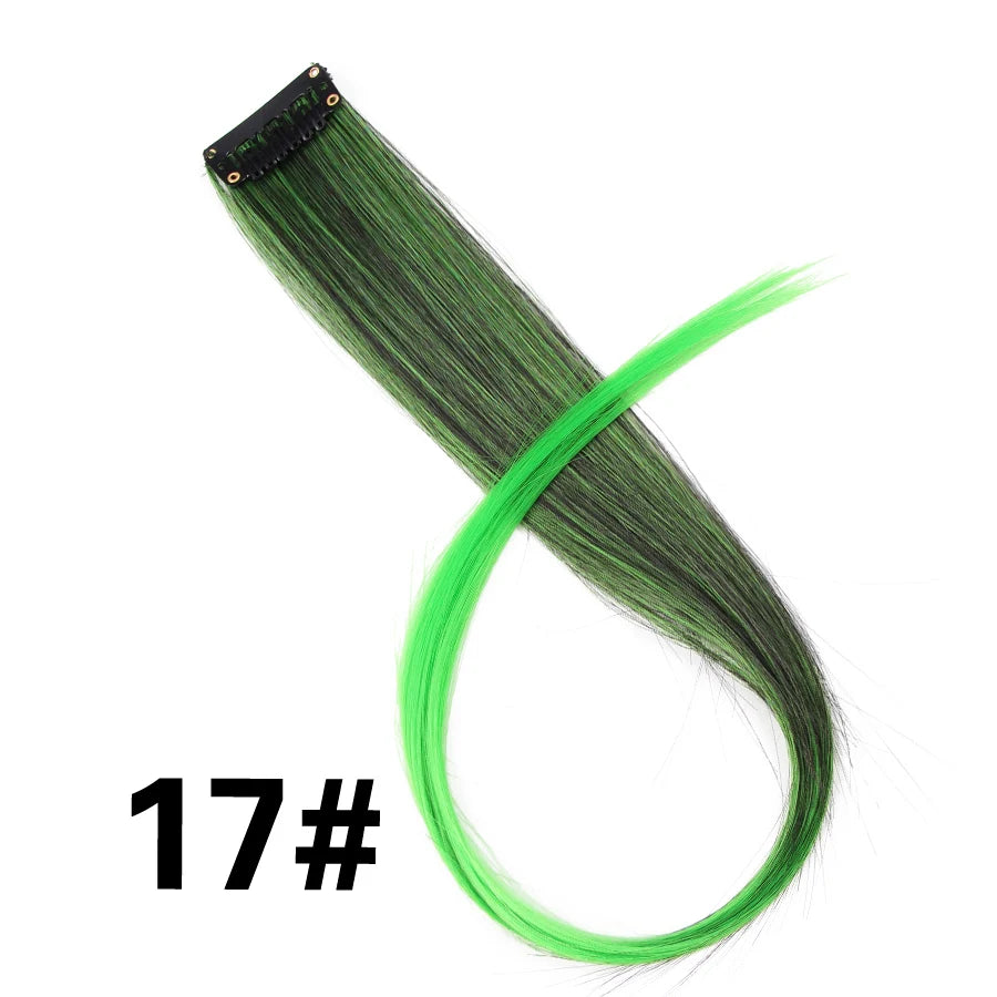 Extensiones de Cabello Sintético con Clip Leeons – Largas Lisas Resistentes al Calor para Mujer