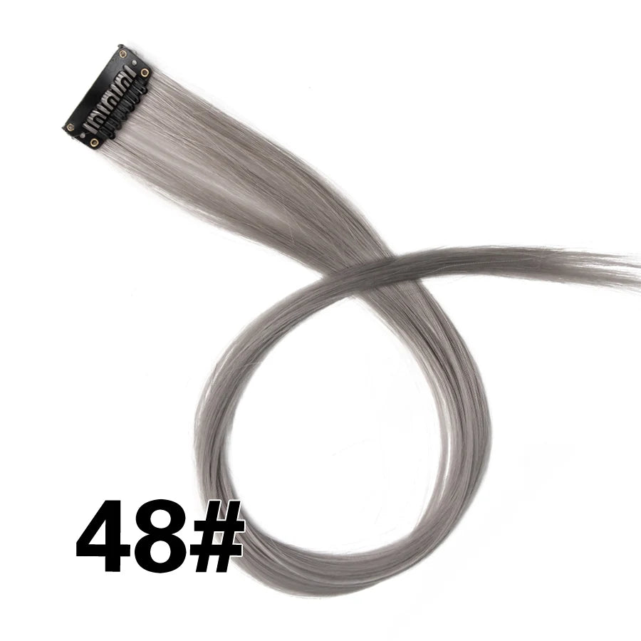Extensiones de Cabello Sintético con Clip Leeons – Largas Lisas Resistentes al Calor para Mujer