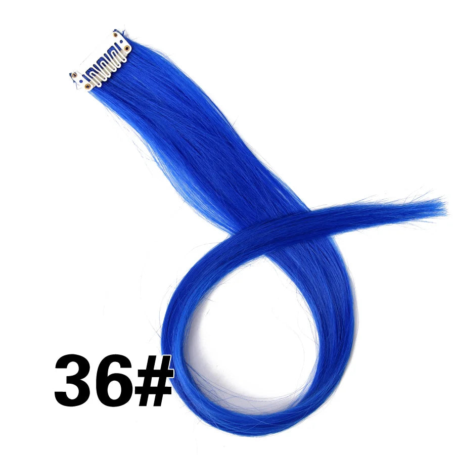 Extensiones de Cabello Sintético con Clip Leeons – Largas Lisas Resistentes al Calor para Mujer