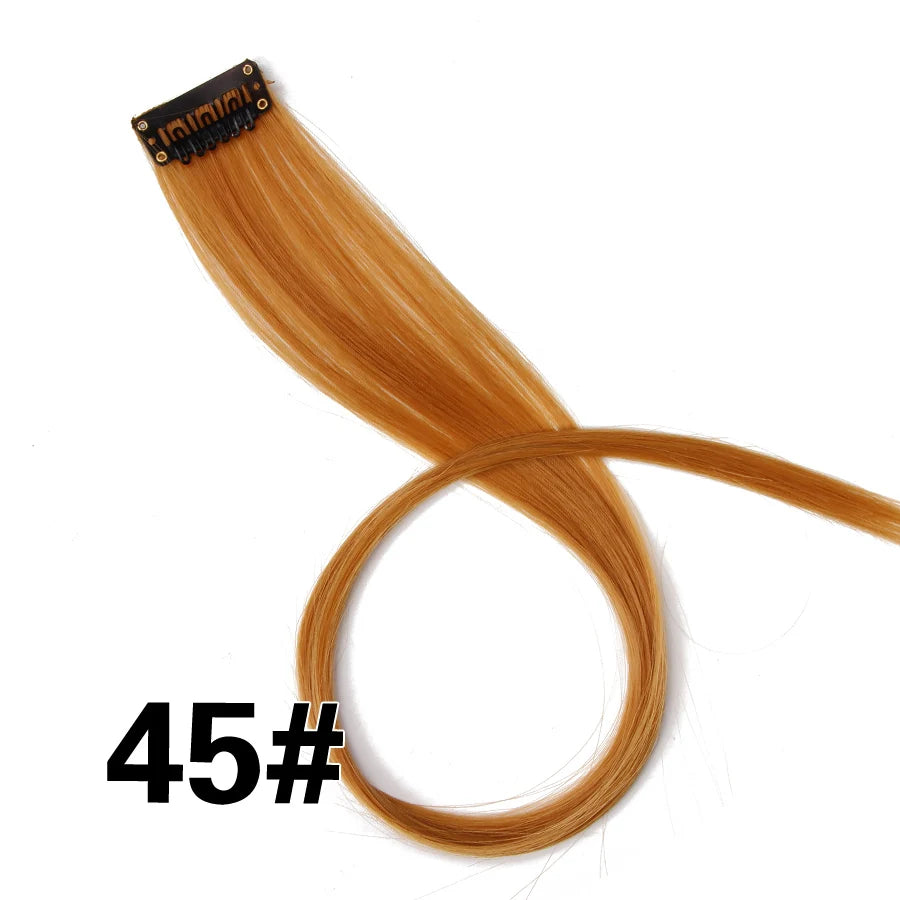 Extensiones de Cabello Sintético con Clip Leeons – Largas Lisas Resistentes al Calor para Mujer