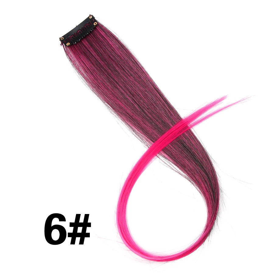 Extensiones de Cabello Sintético con Clip Leeons – Largas Lisas Resistentes al Calor para Mujer