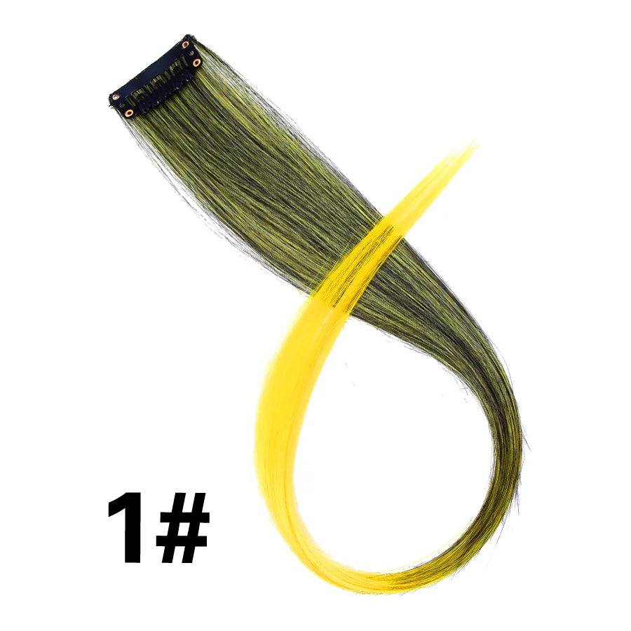 Extensiones de Cabello Sintético con Clip Leeons – Largas Lisas Resistentes al Calor para Mujer