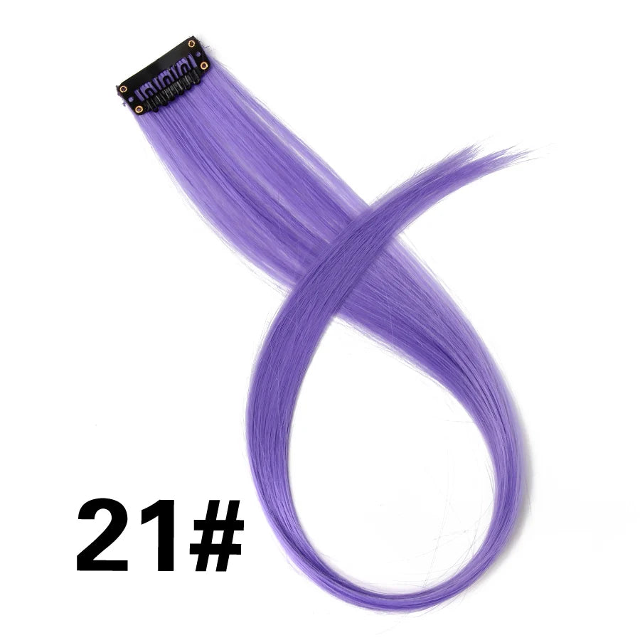 Extensiones de Cabello Sintético con Clip Leeons – Largas Lisas Resistentes al Calor para Mujer