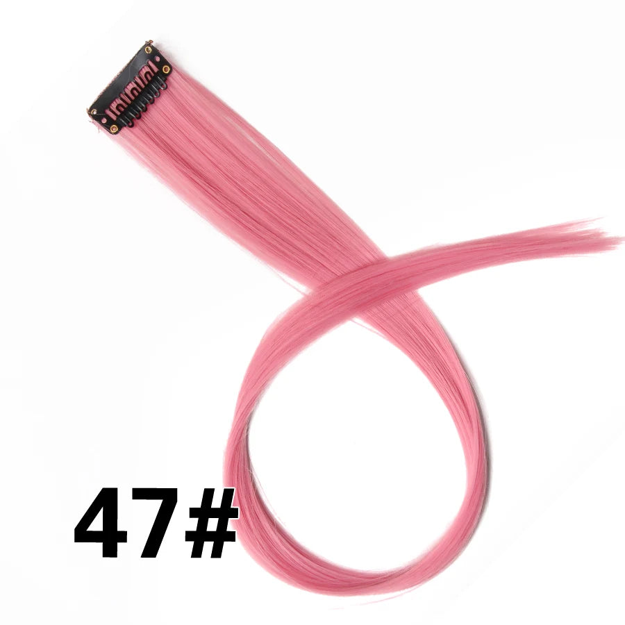 Extensiones de Cabello Sintético con Clip Leeons – Largas Lisas Resistentes al Calor para Mujer