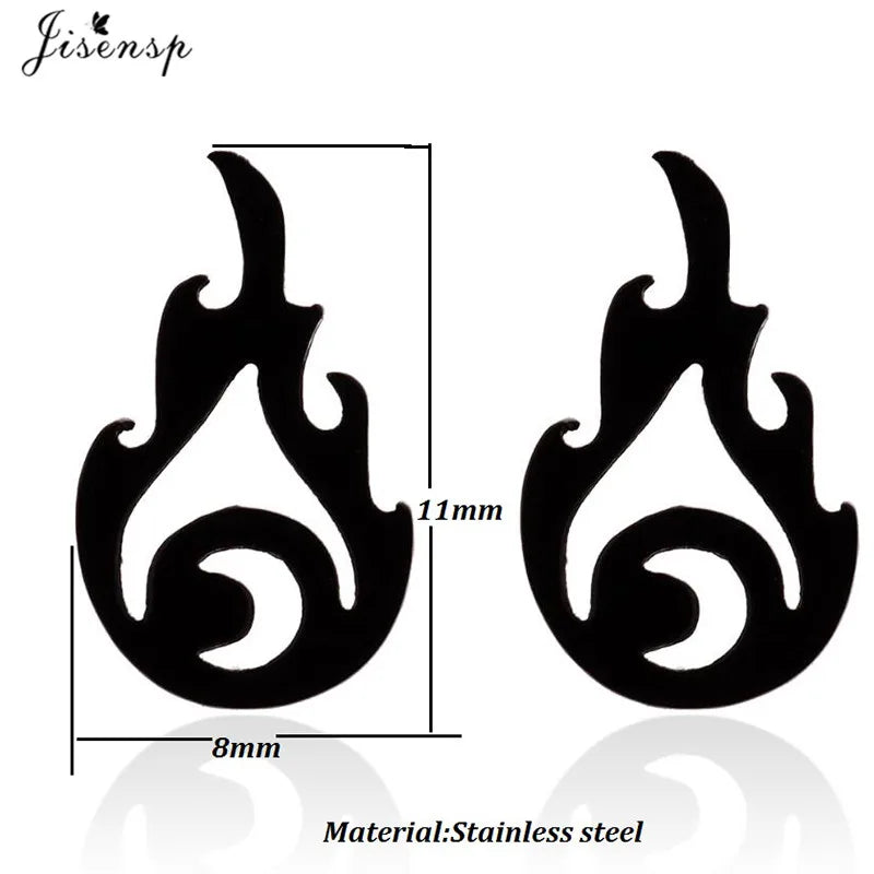 Aretes Tachón Llama de Fuego Hip Hop Punk para Mujer