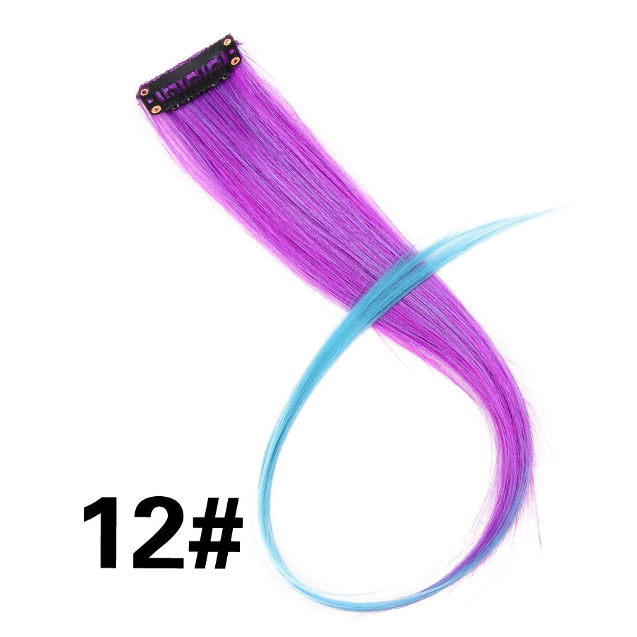 Extensiones de Cabello Sintético con Clip Leeons – Largas Lisas Resistentes al Calor para Mujer