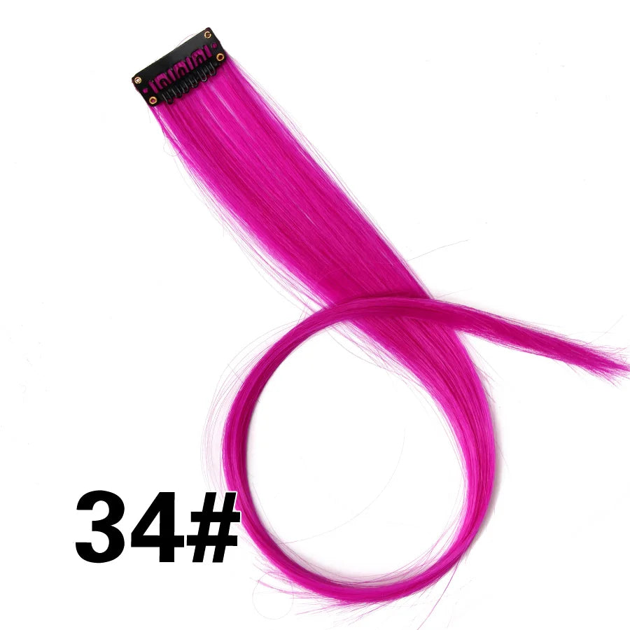 Extensiones de Cabello Sintético con Clip Leeons – Largas Lisas Resistentes al Calor para Mujer
