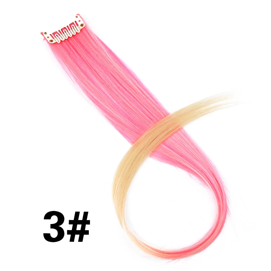 Extensiones de Cabello Sintético con Clip Leeons – Largas Lisas Resistentes al Calor para Mujer