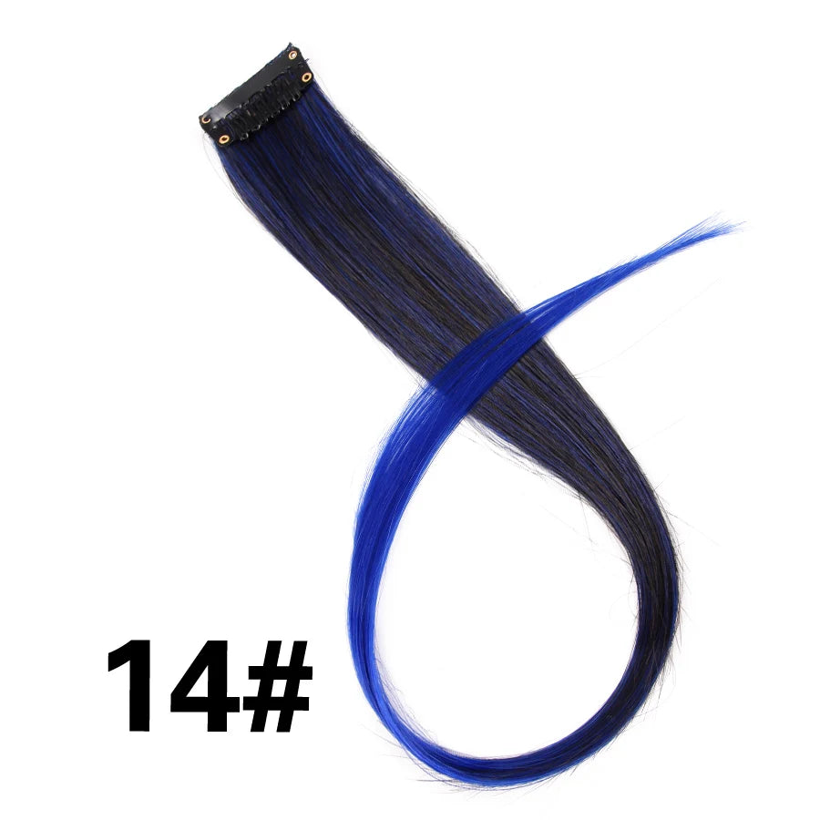 Extensiones de Cabello Sintético con Clip Leeons – Largas Lisas Resistentes al Calor para Mujer