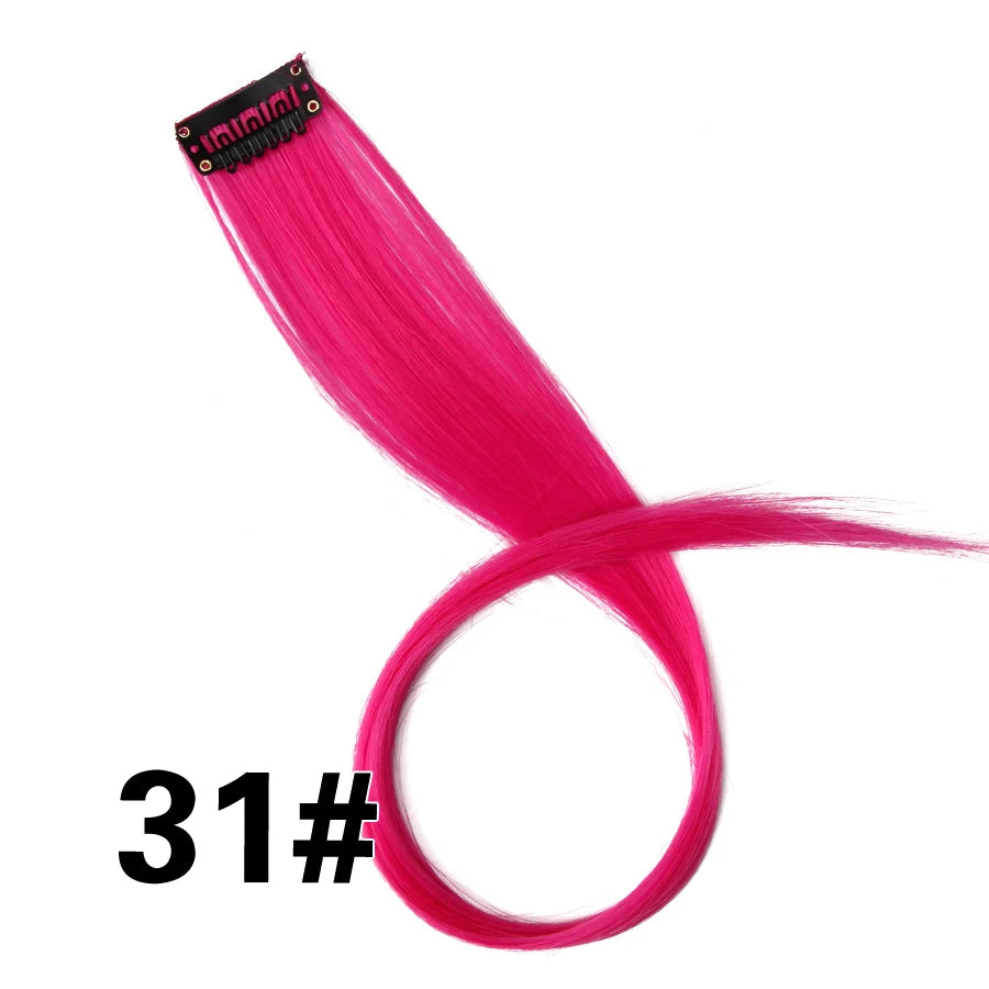 Extensiones de Cabello Sintético con Clip Leeons – Largas Lisas Resistentes al Calor para Mujer