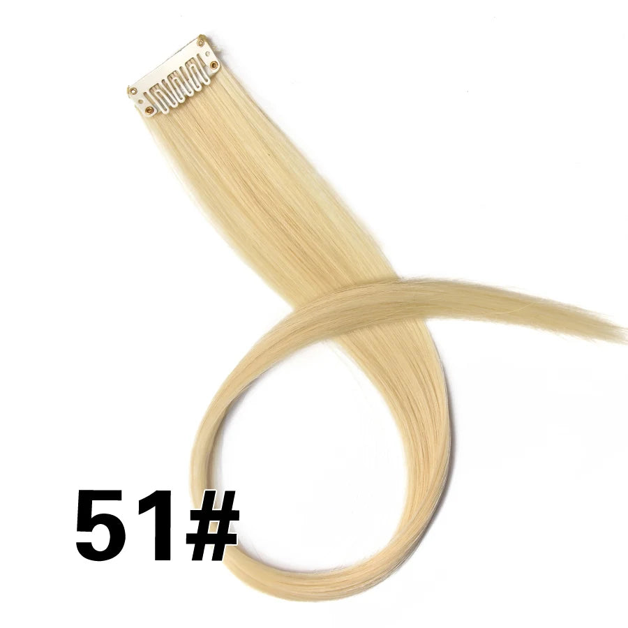 Extensiones de Cabello Sintético con Clip Leeons – Largas Lisas Resistentes al Calor para Mujer