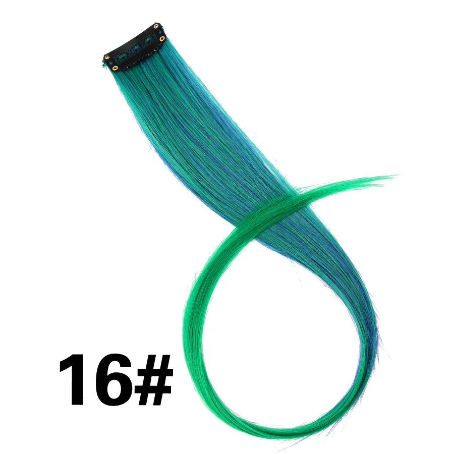 Extensiones de Cabello Sintético con Clip Leeons – Largas Lisas Resistentes al Calor para Mujer
