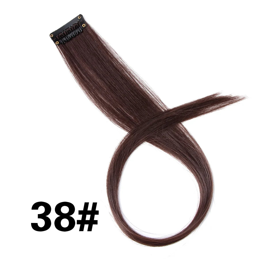 Extensiones de Cabello Sintético con Clip Leeons – Largas Lisas Resistentes al Calor para Mujer