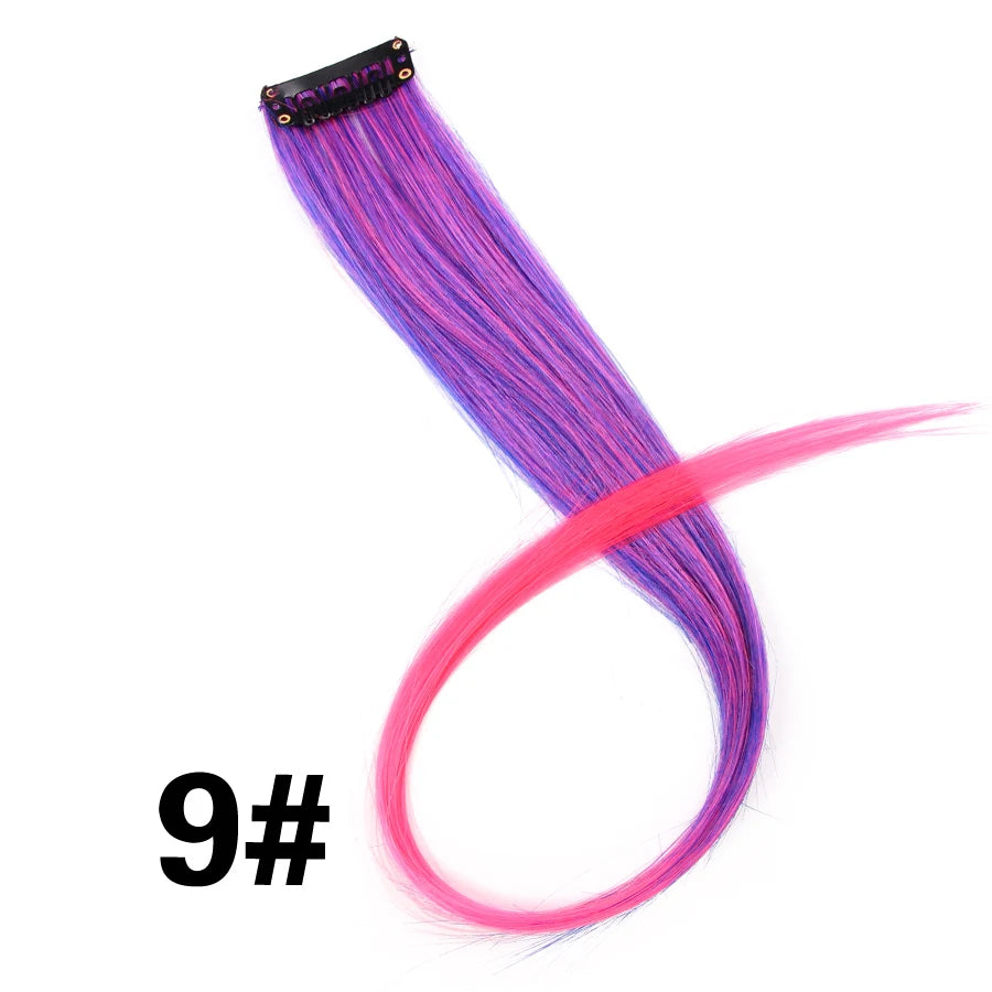 Extensiones de Cabello Sintético con Clip Leeons – Largas Lisas Resistentes al Calor para Mujer