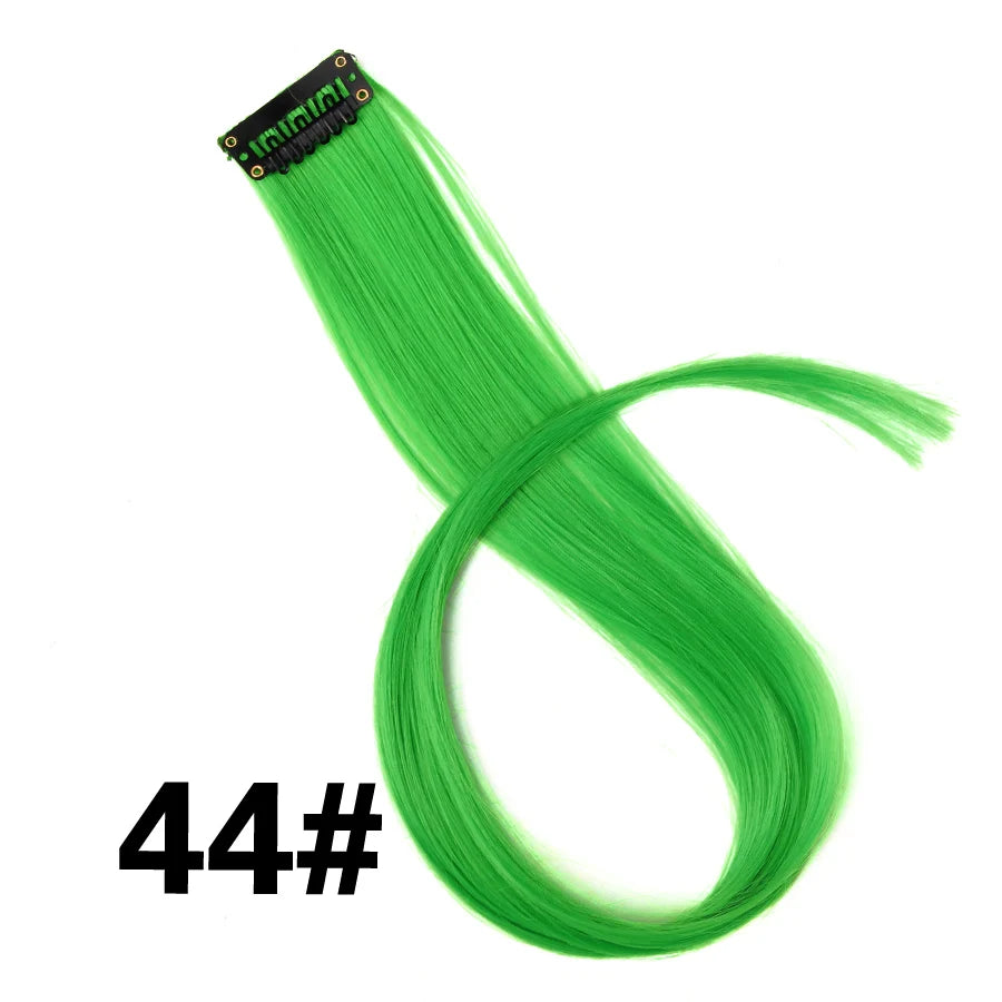 Extensiones de Cabello Sintético con Clip Leeons – Largas Lisas Resistentes al Calor para Mujer