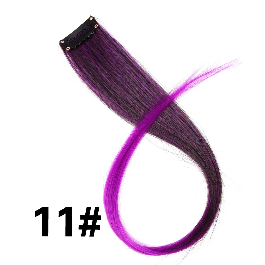 Extensiones de Cabello Sintético con Clip Leeons – Largas Lisas Resistentes al Calor para Mujer