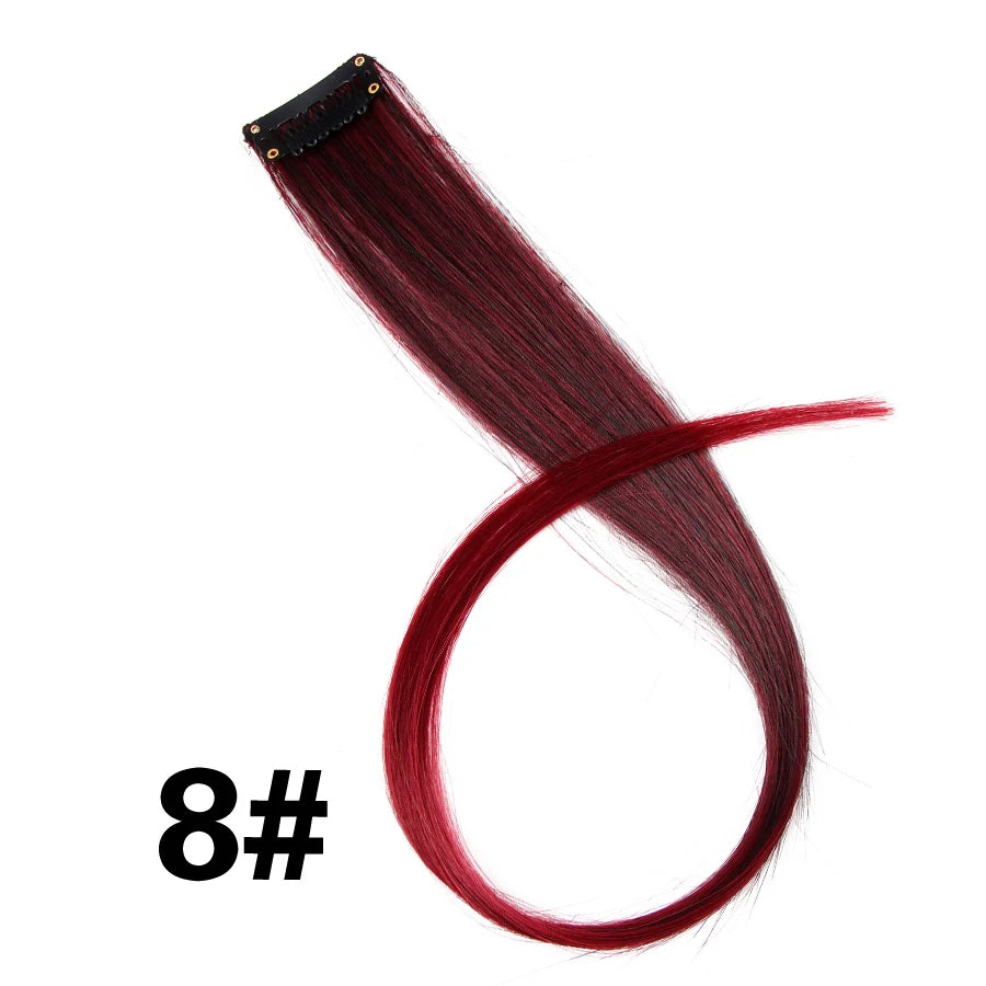 Extensiones de Cabello Sintético con Clip Leeons – Largas Lisas Resistentes al Calor para Mujer