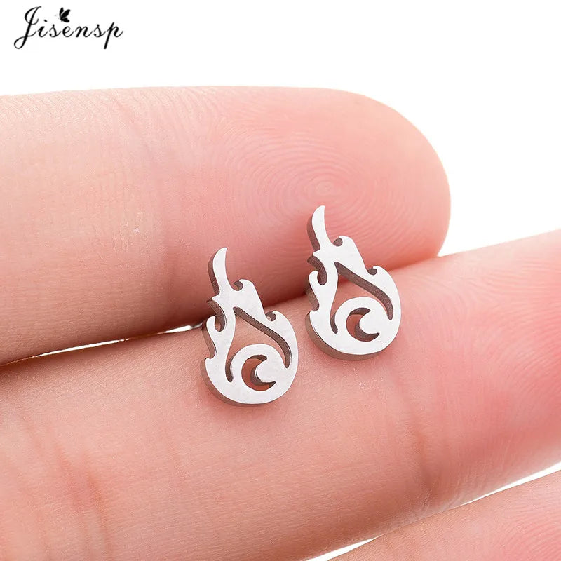 Aretes Tachón Llama de Fuego Hip Hop Punk para Mujer