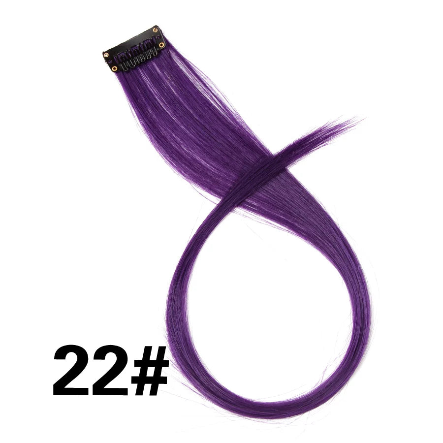Extensiones de Cabello Sintético con Clip Leeons – Largas Lisas Resistentes al Calor para Mujer