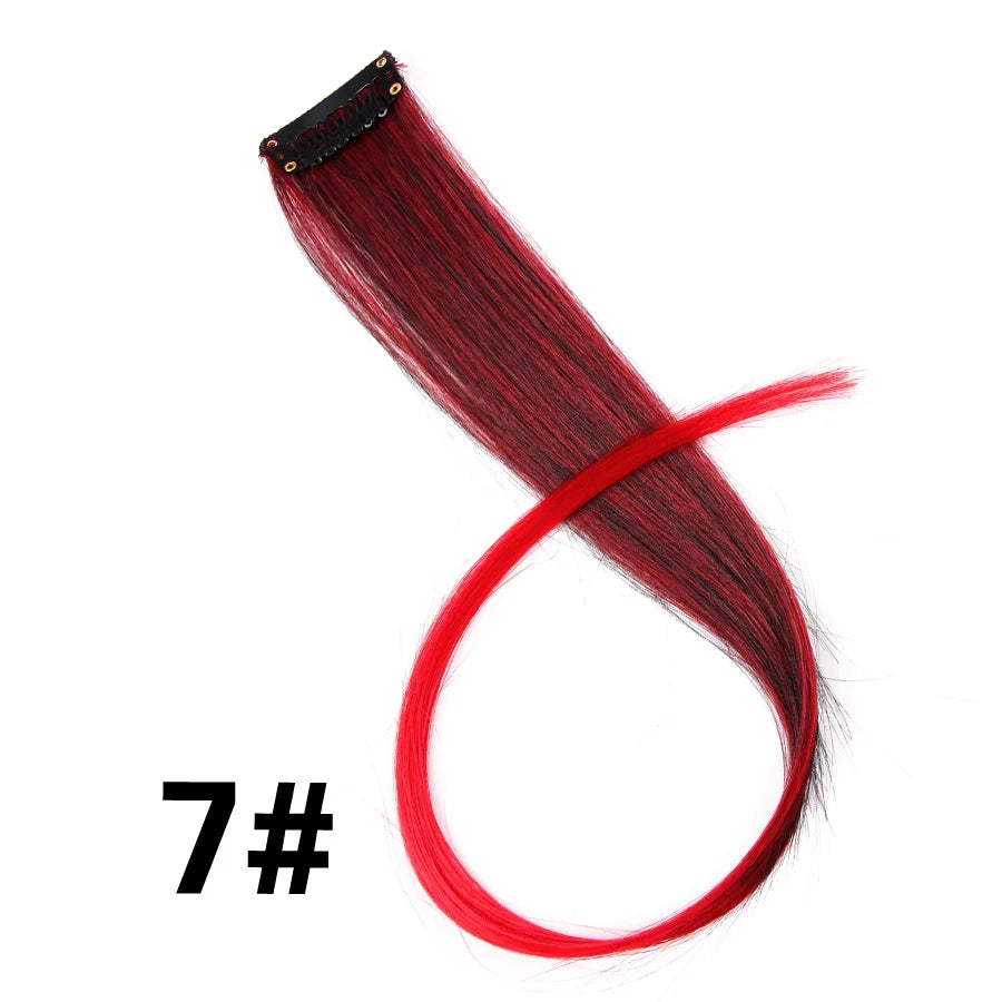 Extensiones de Cabello Sintético con Clip Leeons – Largas Lisas Resistentes al Calor para Mujer