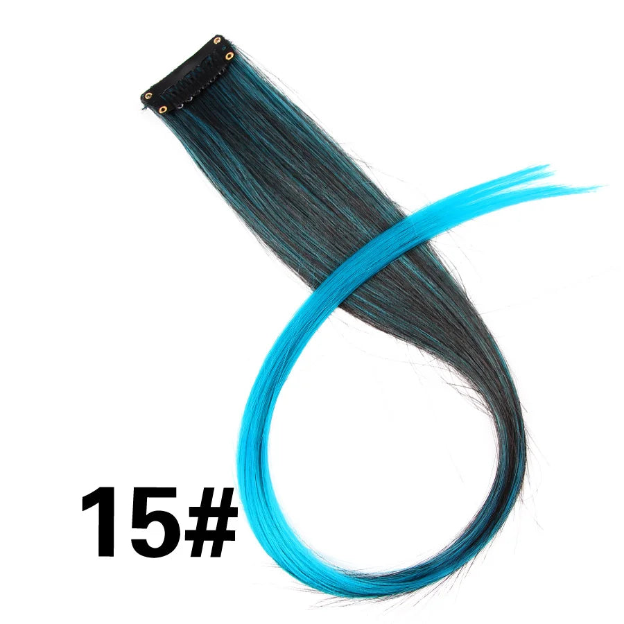 Extensiones de Cabello Sintético con Clip Leeons – Largas Lisas Resistentes al Calor para Mujer