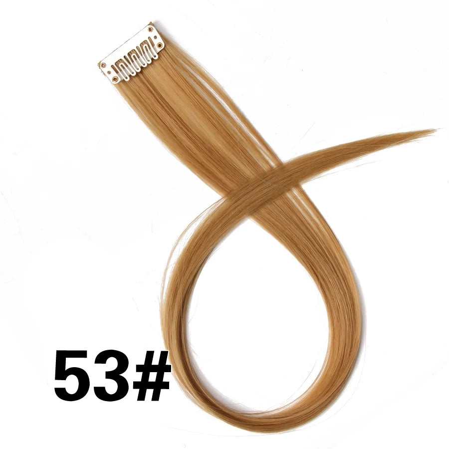 Extensiones de Cabello Sintético con Clip Leeons – Largas Lisas Resistentes al Calor para Mujer