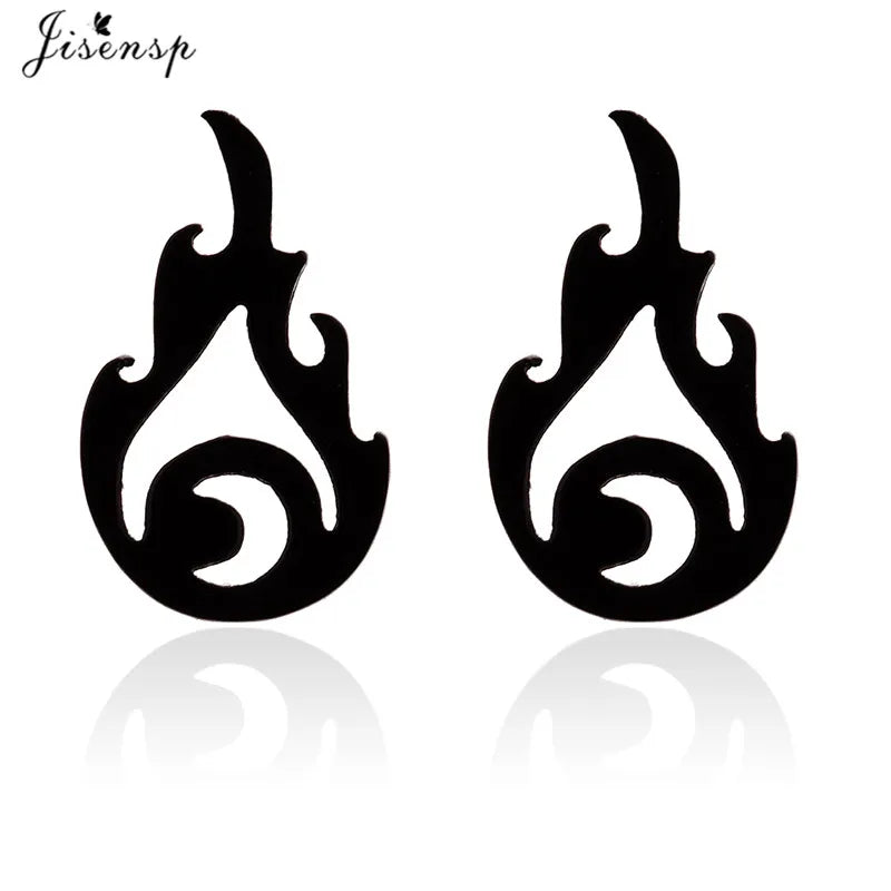 Aretes Tachón Llama de Fuego Hip Hop Punk para Mujer