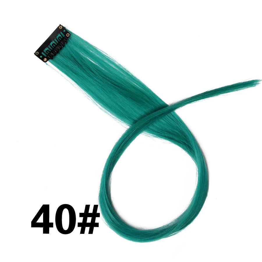 Extensiones de Cabello Sintético con Clip Leeons – Largas Lisas Resistentes al Calor para Mujer