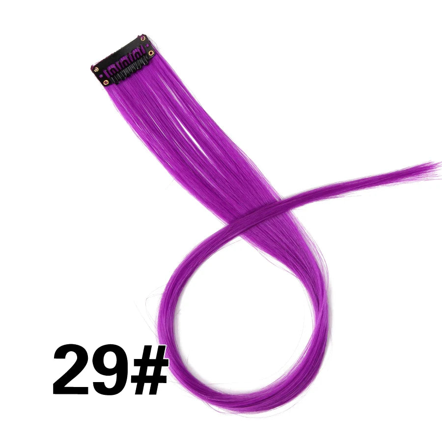 Extensiones de Cabello Sintético con Clip Leeons – Largas Lisas Resistentes al Calor para Mujer