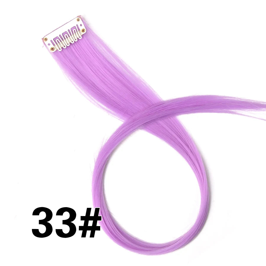 Extensiones de Cabello Sintético con Clip Leeons – Largas Lisas Resistentes al Calor para Mujer