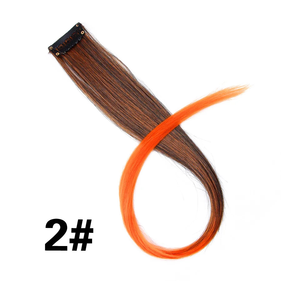Extensiones de Cabello Sintético con Clip Leeons – Largas Lisas Resistentes al Calor para Mujer