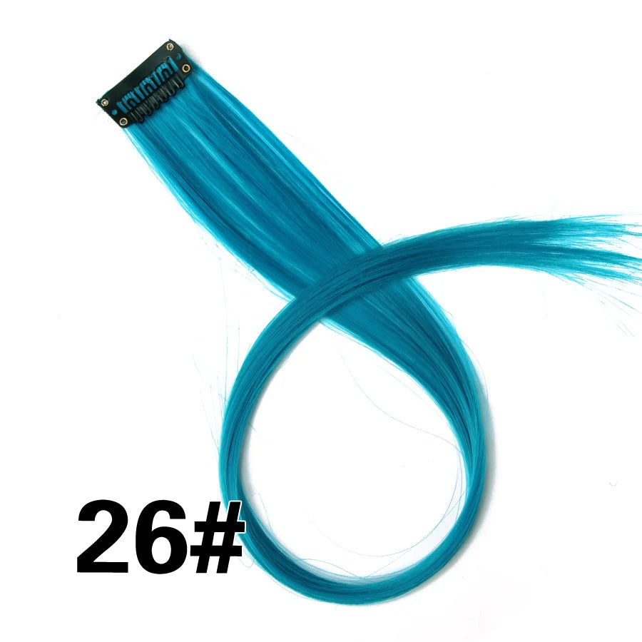 Extensiones de Cabello Sintético con Clip Leeons – Largas Lisas Resistentes al Calor para Mujer